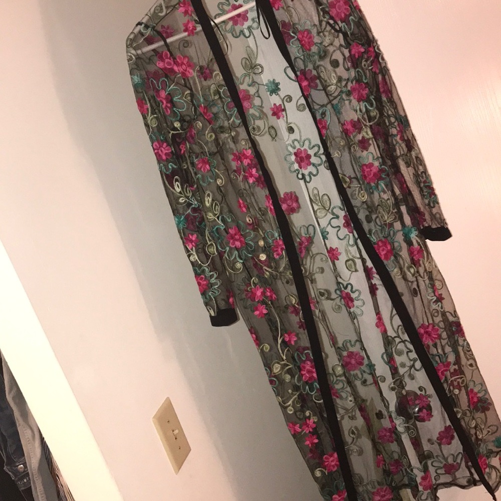 Long sheer floral cardigan!